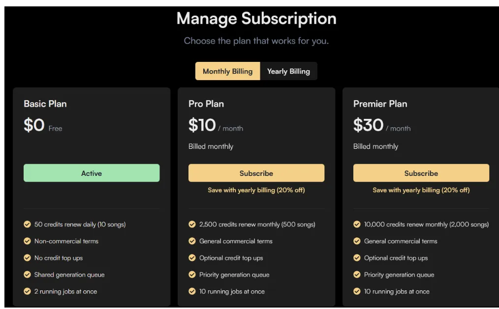 Suno Subscription Plans