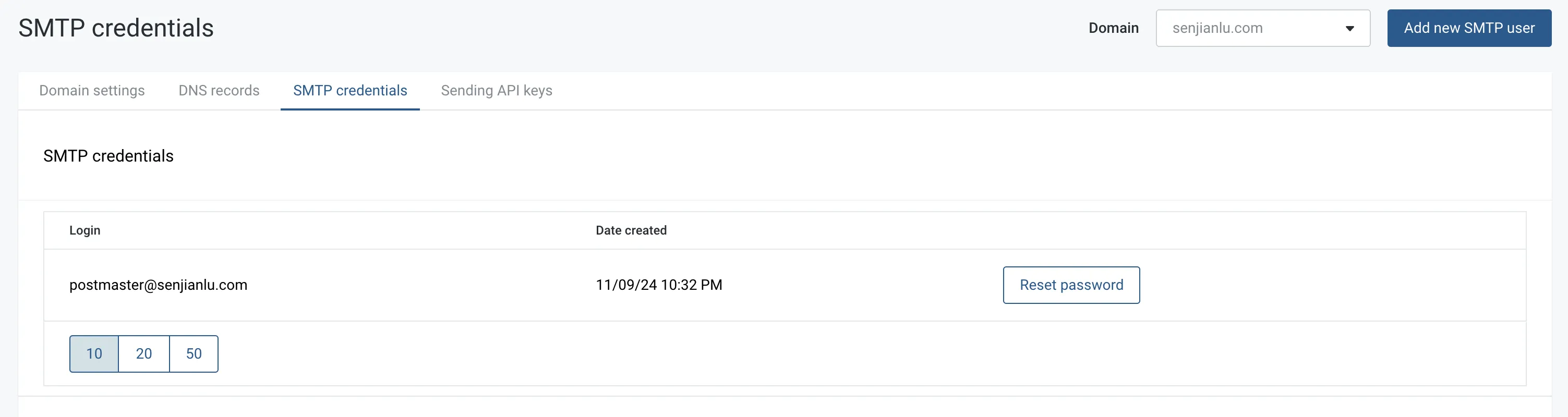 SMTP credentials