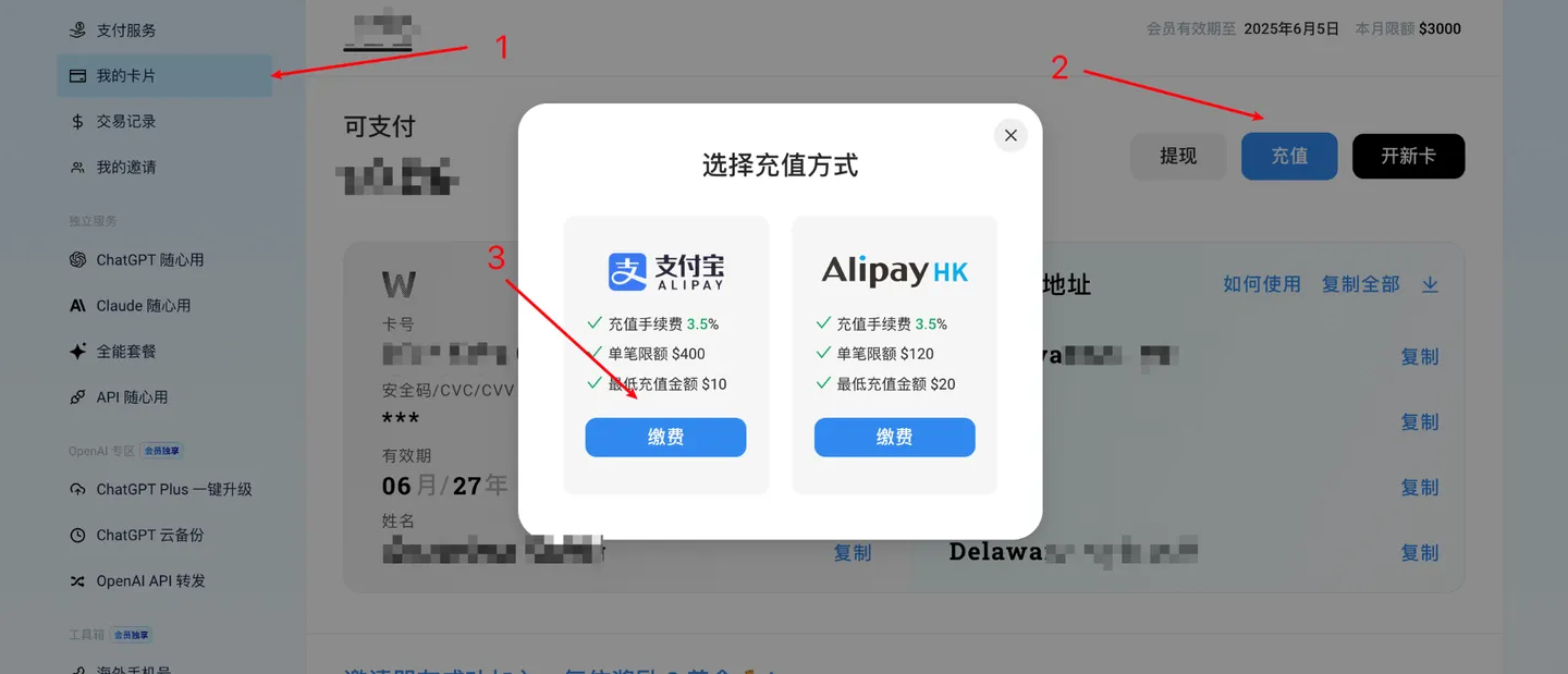 支付宝充值页面