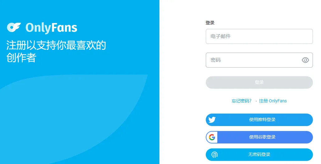 OnlyFans 注册示意图